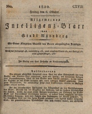 Allgemeines Intelligenz-Blatt der Stadt Nürnberg Freitag 6. Oktober 1820