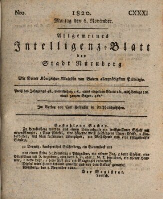 Allgemeines Intelligenz-Blatt der Stadt Nürnberg Montag 6. November 1820