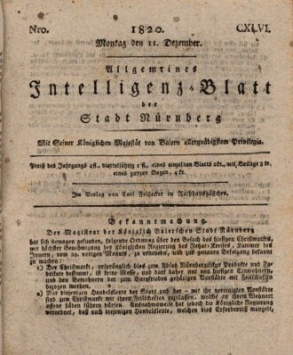 Allgemeines Intelligenz-Blatt der Stadt Nürnberg Montag 11. Dezember 1820