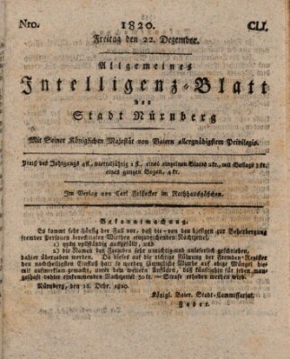 Allgemeines Intelligenz-Blatt der Stadt Nürnberg Freitag 22. Dezember 1820