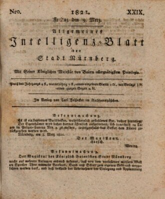 Allgemeines Intelligenz-Blatt der Stadt Nürnberg Freitag 9. März 1821