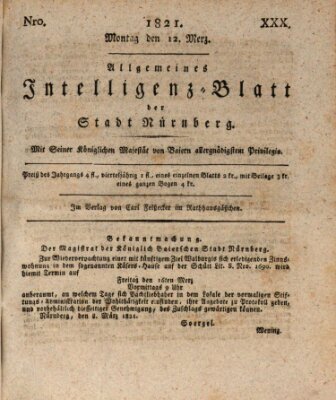 Allgemeines Intelligenz-Blatt der Stadt Nürnberg Montag 12. März 1821