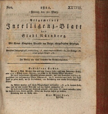 Allgemeines Intelligenz-Blatt der Stadt Nürnberg Freitag 30. März 1821