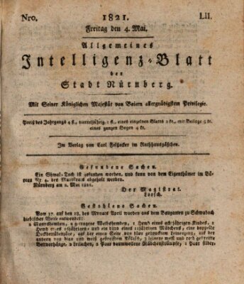 Allgemeines Intelligenz-Blatt der Stadt Nürnberg Freitag 4. Mai 1821