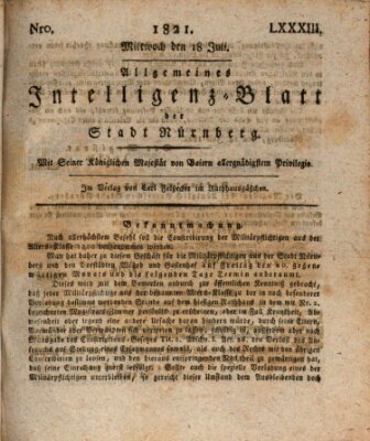 Allgemeines Intelligenz-Blatt der Stadt Nürnberg Mittwoch 18. Juli 1821