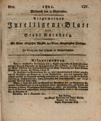 Allgemeines Intelligenz-Blatt der Stadt Nürnberg Mittwoch 5. September 1821