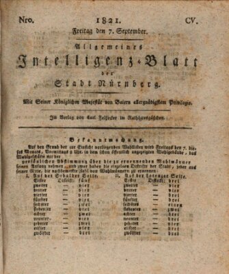 Allgemeines Intelligenz-Blatt der Stadt Nürnberg Freitag 7. September 1821