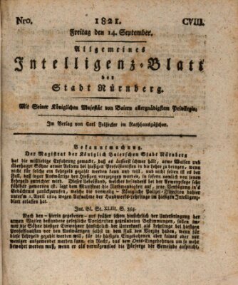 Allgemeines Intelligenz-Blatt der Stadt Nürnberg Freitag 14. September 1821