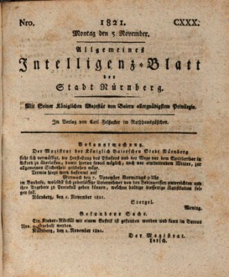 Allgemeines Intelligenz-Blatt der Stadt Nürnberg Montag 5. November 1821