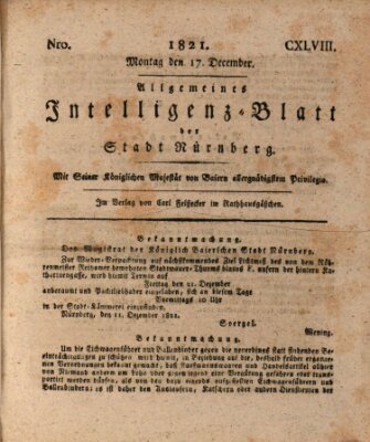 Allgemeines Intelligenz-Blatt der Stadt Nürnberg Montag 17. Dezember 1821