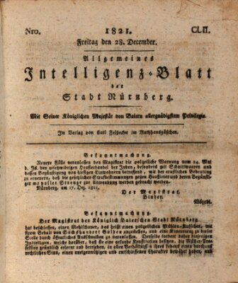 Allgemeines Intelligenz-Blatt der Stadt Nürnberg Freitag 28. Dezember 1821