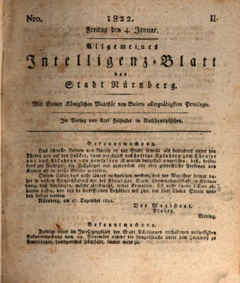 Allgemeines Intelligenz-Blatt der Stadt Nürnberg Freitag 4. Januar 1822