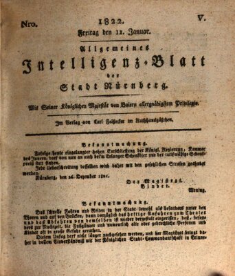 Allgemeines Intelligenz-Blatt der Stadt Nürnberg Freitag 11. Januar 1822