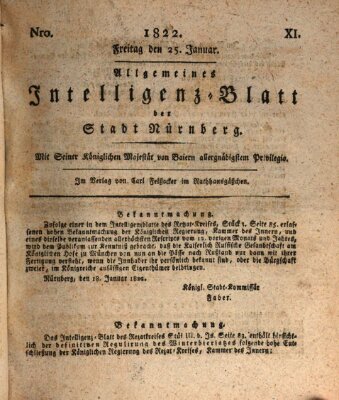 Allgemeines Intelligenz-Blatt der Stadt Nürnberg Freitag 25. Januar 1822