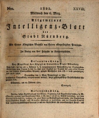 Allgemeines Intelligenz-Blatt der Stadt Nürnberg Mittwoch 6. März 1822