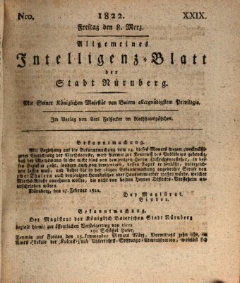 Allgemeines Intelligenz-Blatt der Stadt Nürnberg Freitag 8. März 1822