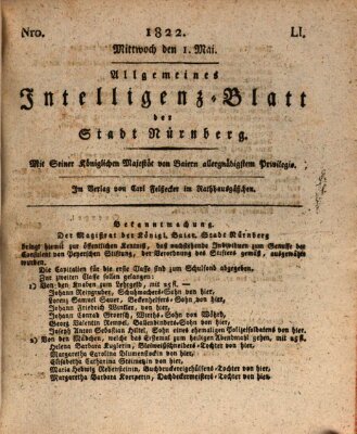 Allgemeines Intelligenz-Blatt der Stadt Nürnberg Mittwoch 1. Mai 1822