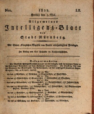 Allgemeines Intelligenz-Blatt der Stadt Nürnberg Freitag 3. Mai 1822