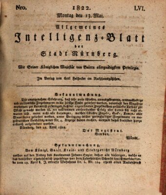 Allgemeines Intelligenz-Blatt der Stadt Nürnberg Montag 13. Mai 1822