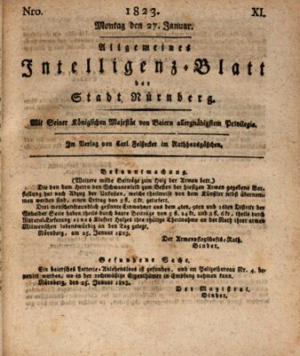 Allgemeines Intelligenz-Blatt der Stadt Nürnberg Montag 27. Januar 1823