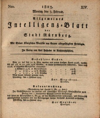 Allgemeines Intelligenz-Blatt der Stadt Nürnberg Montag 3. Februar 1823