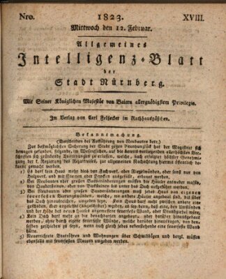 Allgemeines Intelligenz-Blatt der Stadt Nürnberg Mittwoch 12. Februar 1823