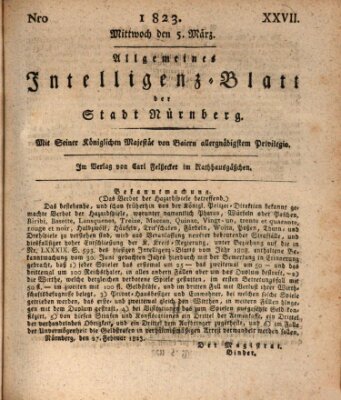 Allgemeines Intelligenz-Blatt der Stadt Nürnberg Mittwoch 5. März 1823