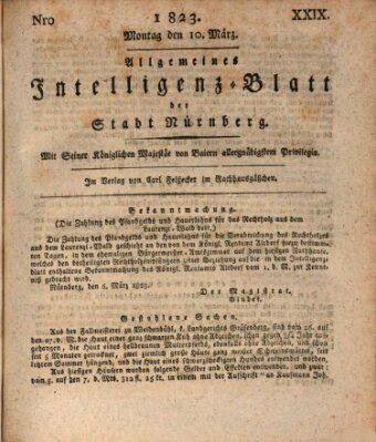 Allgemeines Intelligenz-Blatt der Stadt Nürnberg Montag 10. März 1823