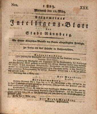 Allgemeines Intelligenz-Blatt der Stadt Nürnberg Mittwoch 12. März 1823