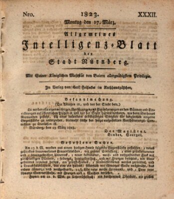 Allgemeines Intelligenz-Blatt der Stadt Nürnberg Montag 17. März 1823