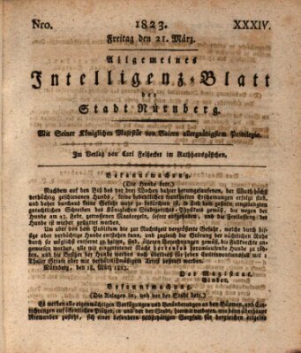 Allgemeines Intelligenz-Blatt der Stadt Nürnberg Freitag 21. März 1823