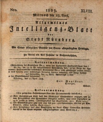 Allgemeines Intelligenz-Blatt der Stadt Nürnberg Mittwoch 23. April 1823