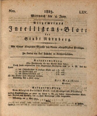 Allgemeines Intelligenz-Blatt der Stadt Nürnberg Mittwoch 4. Juni 1823