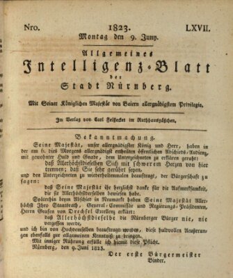 Allgemeines Intelligenz-Blatt der Stadt Nürnberg Montag 9. Juni 1823