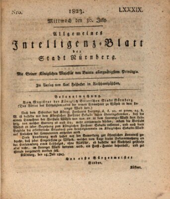 Allgemeines Intelligenz-Blatt der Stadt Nürnberg Mittwoch 30. Juli 1823