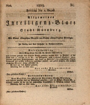 Allgemeines Intelligenz-Blatt der Stadt Nürnberg Freitag 1. August 1823