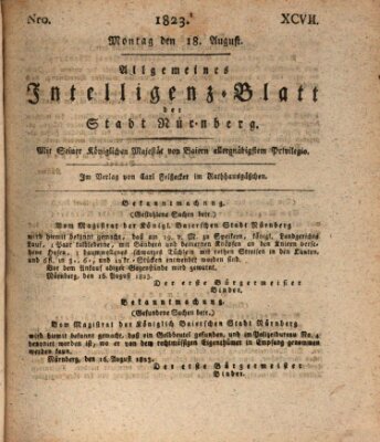 Allgemeines Intelligenz-Blatt der Stadt Nürnberg Montag 18. August 1823