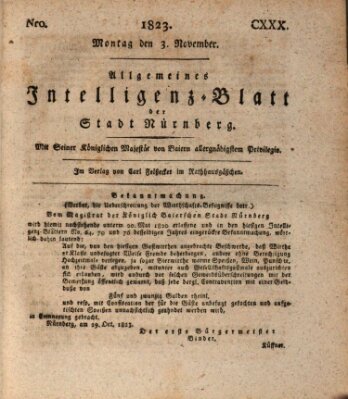 Allgemeines Intelligenz-Blatt der Stadt Nürnberg Montag 3. November 1823