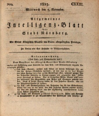 Allgemeines Intelligenz-Blatt der Stadt Nürnberg Mittwoch 5. November 1823