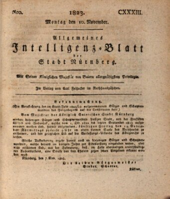 Allgemeines Intelligenz-Blatt der Stadt Nürnberg Montag 10. November 1823