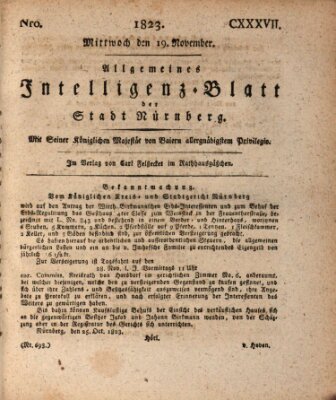 Allgemeines Intelligenz-Blatt der Stadt Nürnberg Mittwoch 19. November 1823