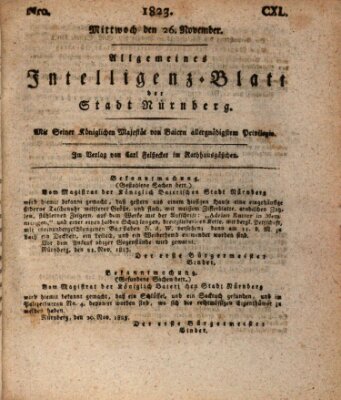 Allgemeines Intelligenz-Blatt der Stadt Nürnberg Mittwoch 26. November 1823