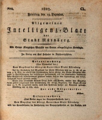 Allgemeines Intelligenz-Blatt der Stadt Nürnberg Freitag 19. Dezember 1823