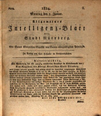 Allgemeines Intelligenz-Blatt der Stadt Nürnberg Montag 5. Januar 1824