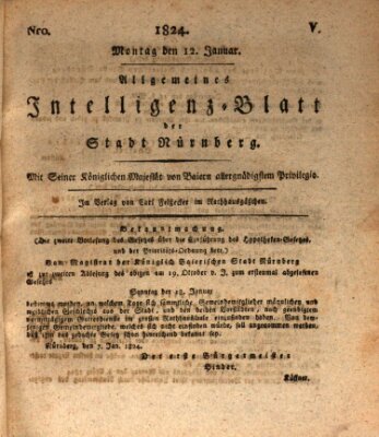 Allgemeines Intelligenz-Blatt der Stadt Nürnberg Montag 12. Januar 1824