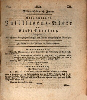 Allgemeines Intelligenz-Blatt der Stadt Nürnberg Mittwoch 28. Januar 1824