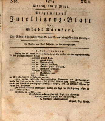 Allgemeines Intelligenz-Blatt der Stadt Nürnberg Montag 8. März 1824