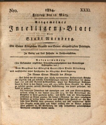 Allgemeines Intelligenz-Blatt der Stadt Nürnberg Freitag 12. März 1824