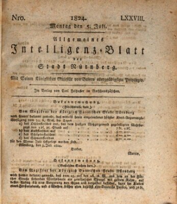 Allgemeines Intelligenz-Blatt der Stadt Nürnberg Montag 5. Juli 1824