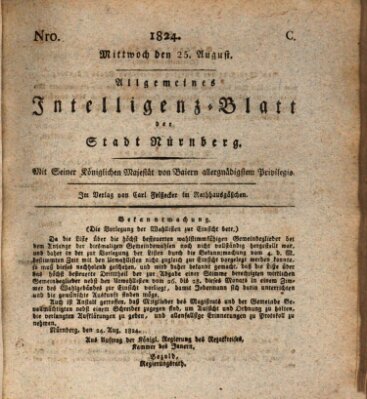 Allgemeines Intelligenz-Blatt der Stadt Nürnberg Mittwoch 25. August 1824